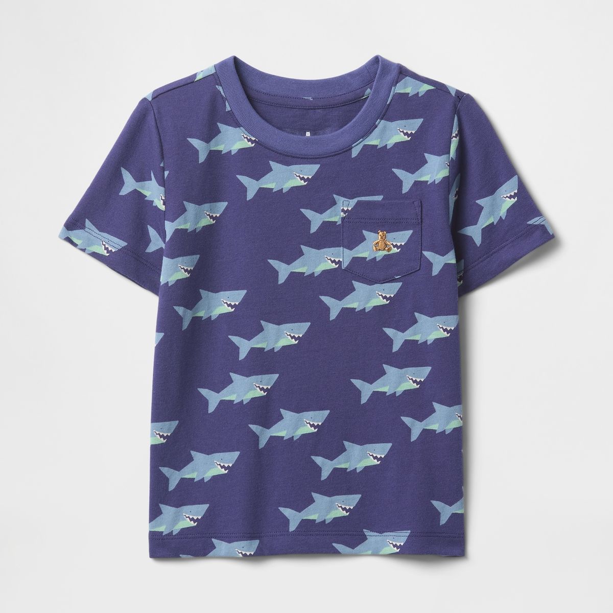 GAP - Polera Toddler Niño Sharks Pocket Manga Corta Azul Gap