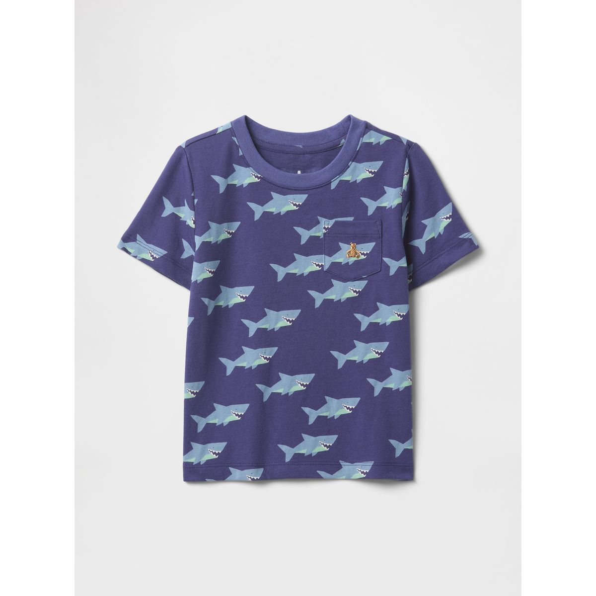 GAP - Polera Toddler Niño Sharks Pocket Manga Corta Azul Gap