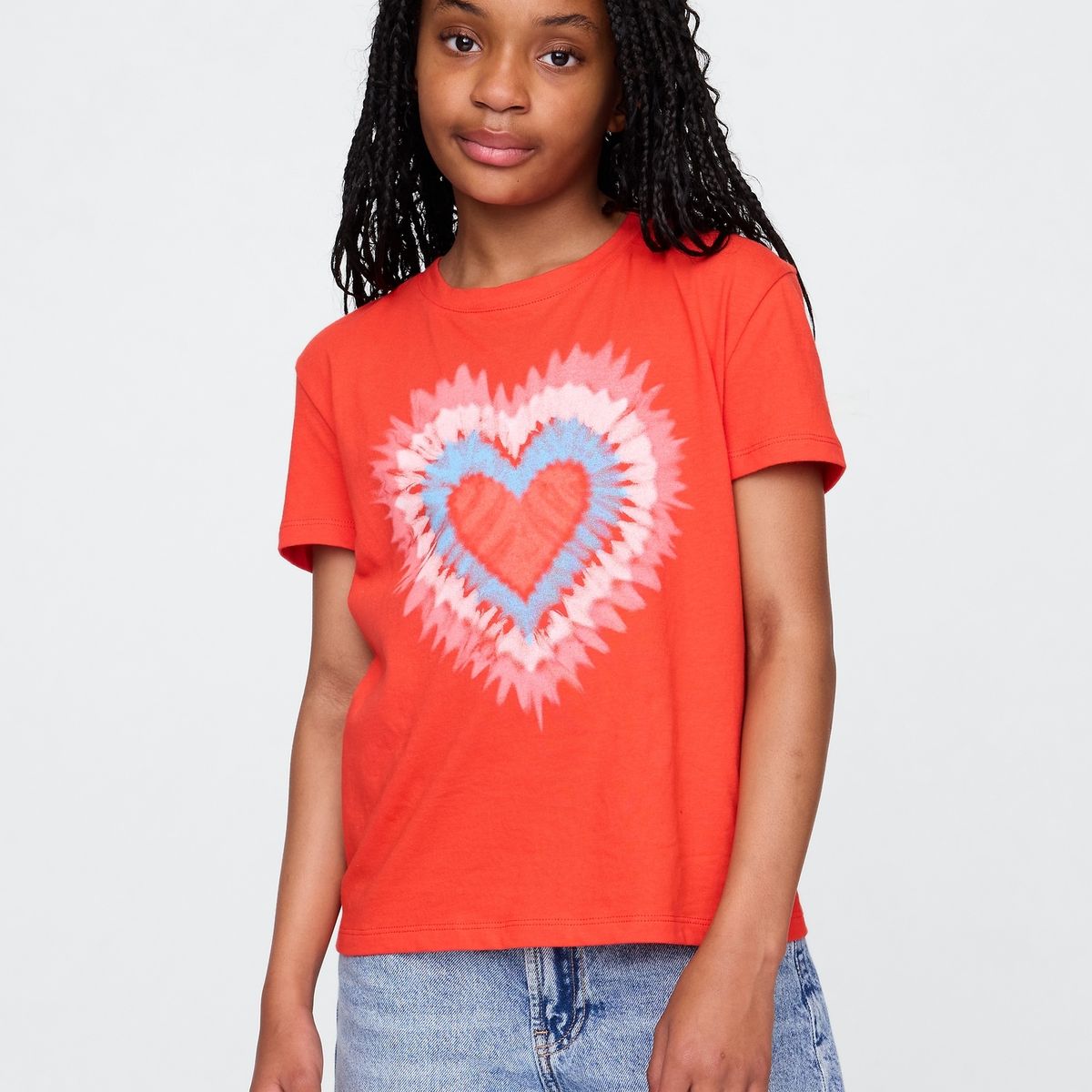 GAP - Polera Niña Heart V25 Manga Corta Rojo Gap