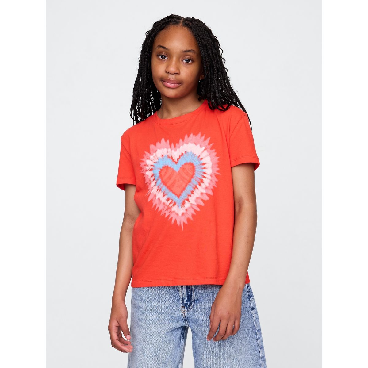 GAP - Polera Niña Heart V25 Manga Corta Rojo Gap