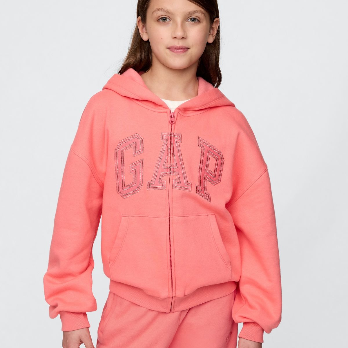 GAP - Polerón Niña Logo Vintage Con Cierre Rosado Gap