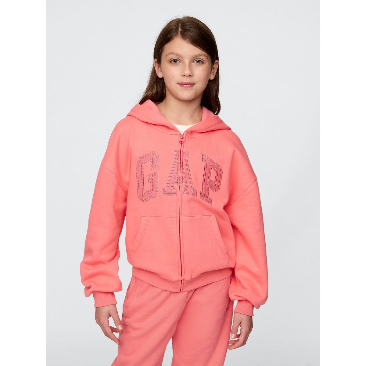 GAP - Polerón Niña Logo Vintage Con Cierre Rosado Gap