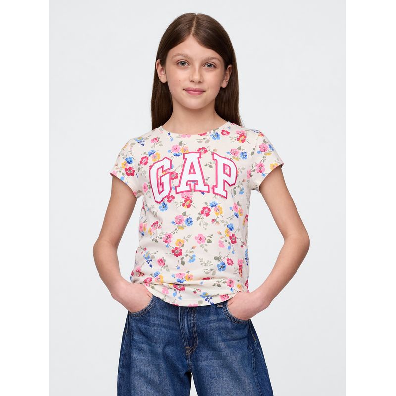GAP - Polera Niña Logo Floral Manga Corta Blanco Gap