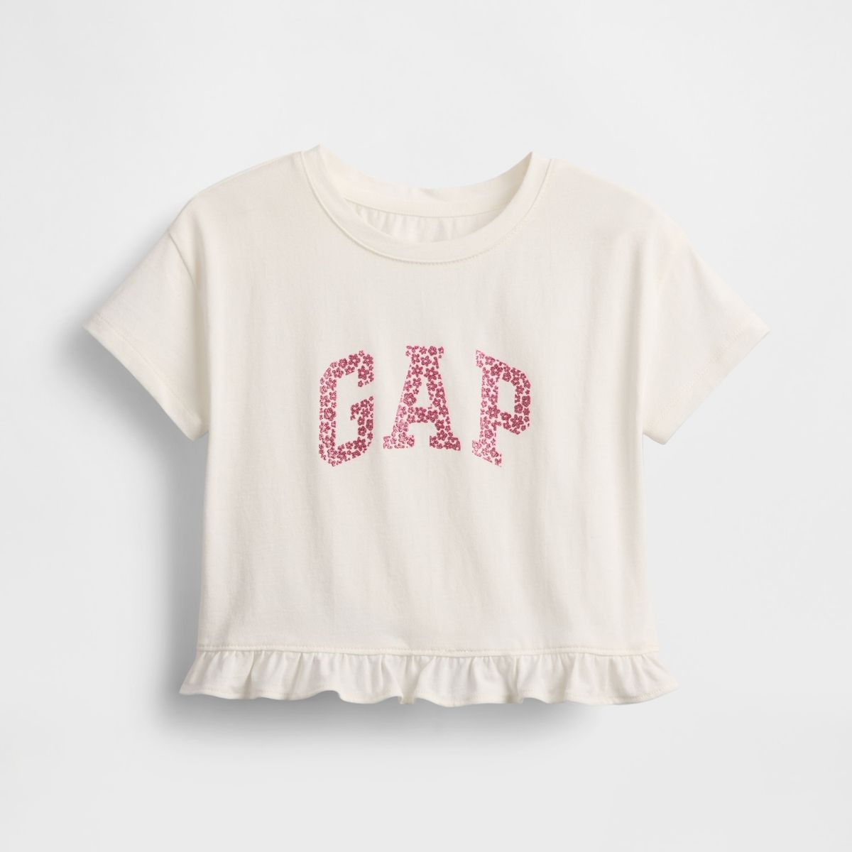 GAP - Polera Toddler Niña Logo Ruffle Manga Corta Blanco Gap