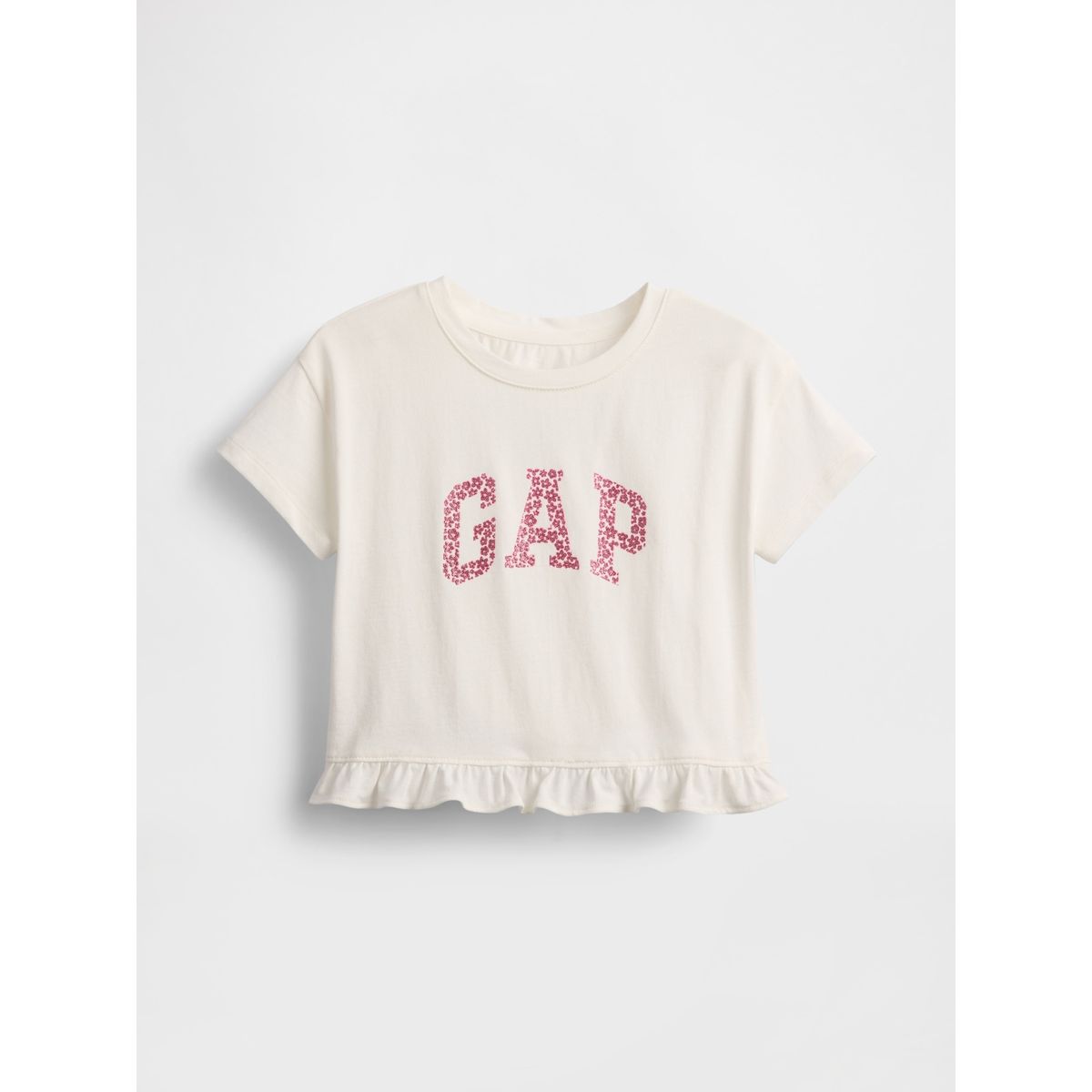 GAP - Polera Toddler Niña Logo Ruffle Manga Corta Blanco Gap