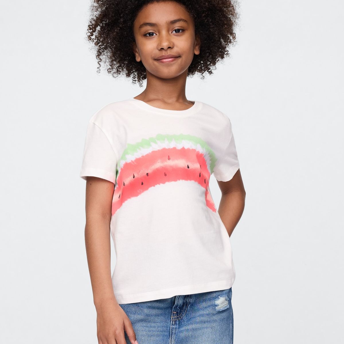 GAP - Polera Niña Gap Watermelon Manga Corta Blanco