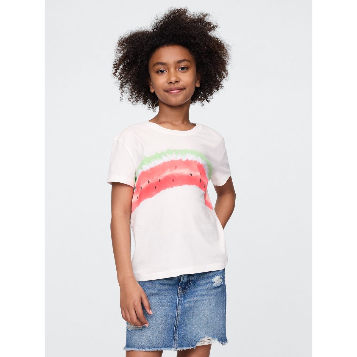 GAP - Polera Niña Gap Watermelon Manga Corta Blanco