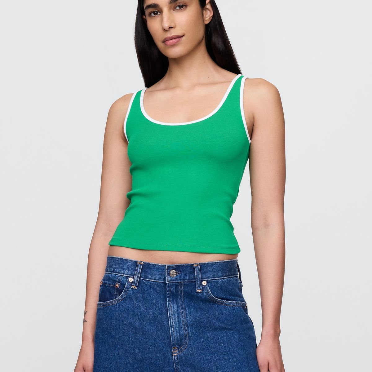GAP - Polera Mujer Cropped Sin Manga Verde Gap