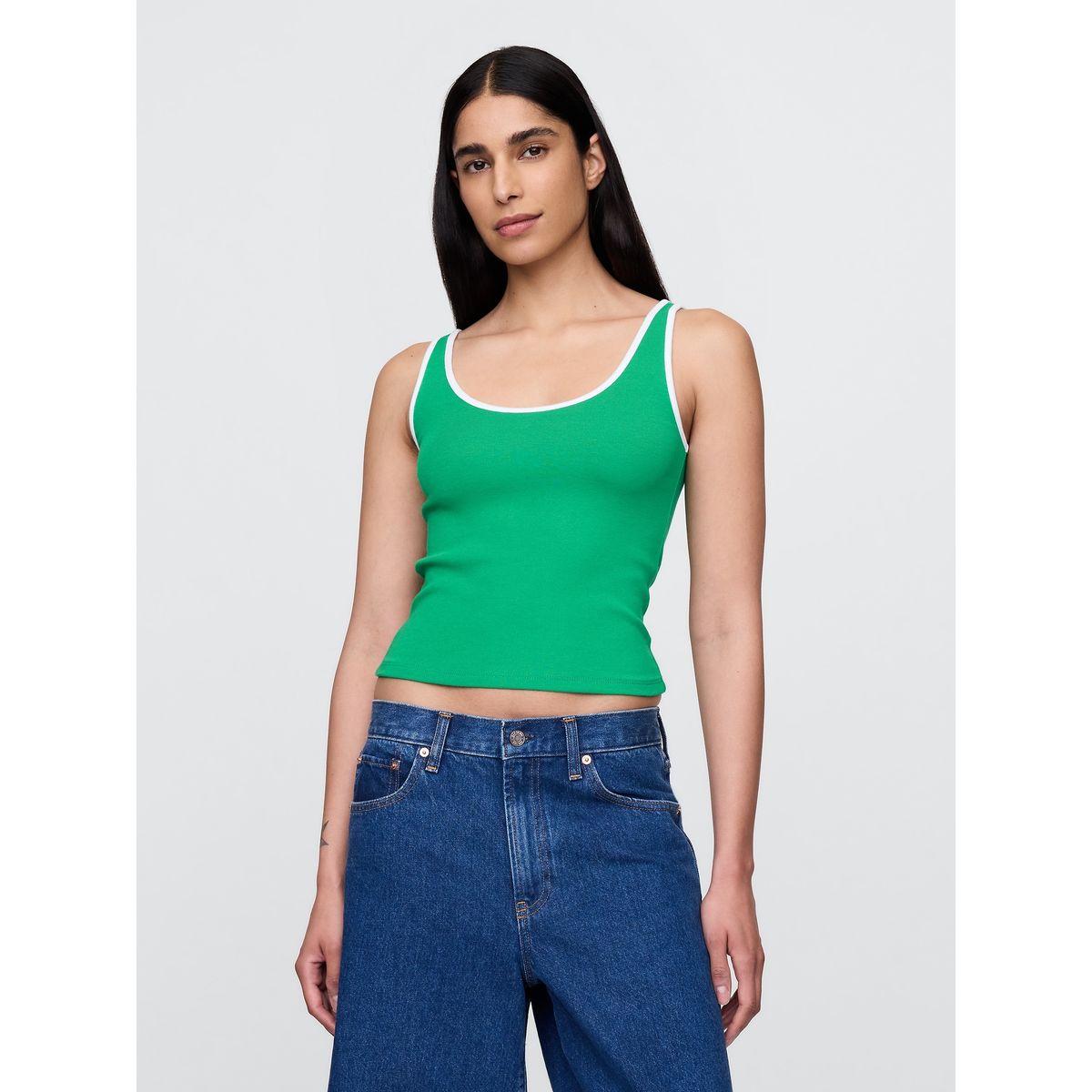 GAP - Polera Mujer Cropped Sin Manga Verde Gap