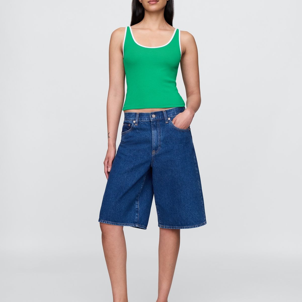 GAP - Polera Mujer Cropped Sin Manga Verde Gap