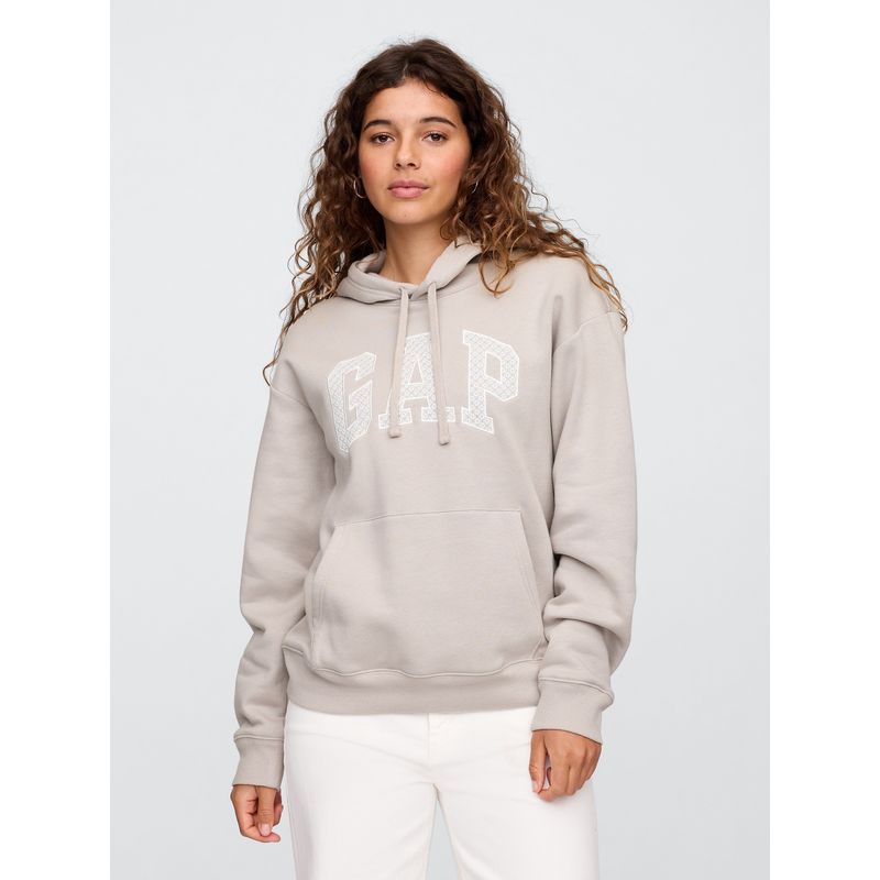 GAP - Polerón Mujer Logo Lace Sin Cierre Gris Gap