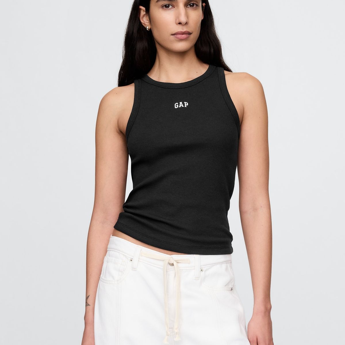GAP - Polera Mujer Logo Halter Rib Sin Manga Negro Gap