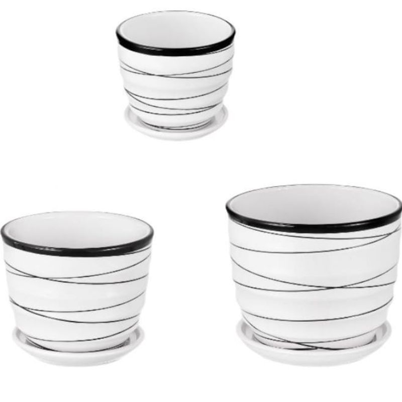 HOMEY - Pack De 3 Maceteros Con Plato,  Modelos Marca Homey