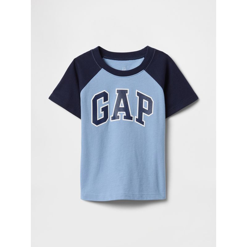 GAP - Polera Toddler Niño Logo Raglan Manga Corta Azul Gap