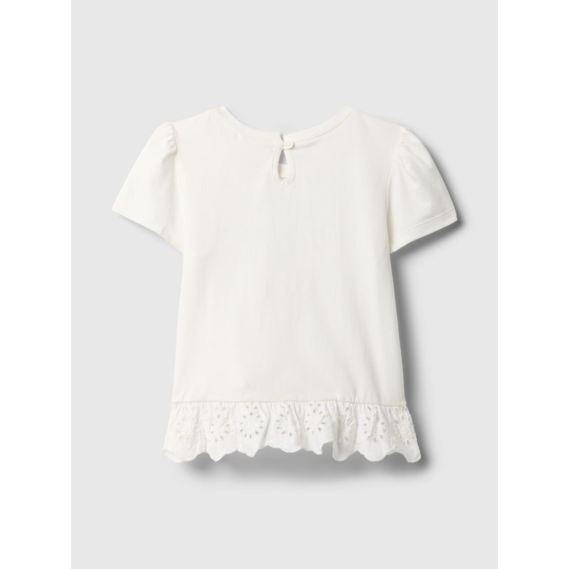 GAP - Polera Toddler Niña Eyelet Peplum Manga Corta Blanco Gap