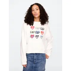 GAP - Polerón Mujer Gráfica Heritage Sin Cierre Blanco