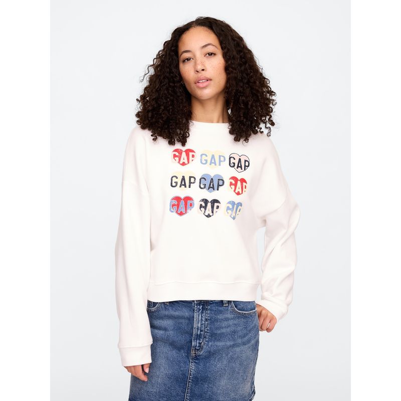 GAP - Polerón Mujer Gráfica Heritage Sin Cierre Blanco Gap