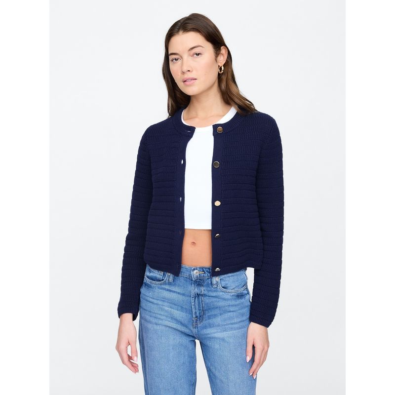 GAP - Sweater Cárdigan Mujer Striped Stitch Azul Gap