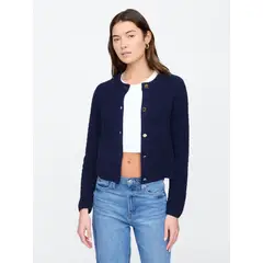 GAP - Sweater Cárdigan Mujer Striped Stitch Azul