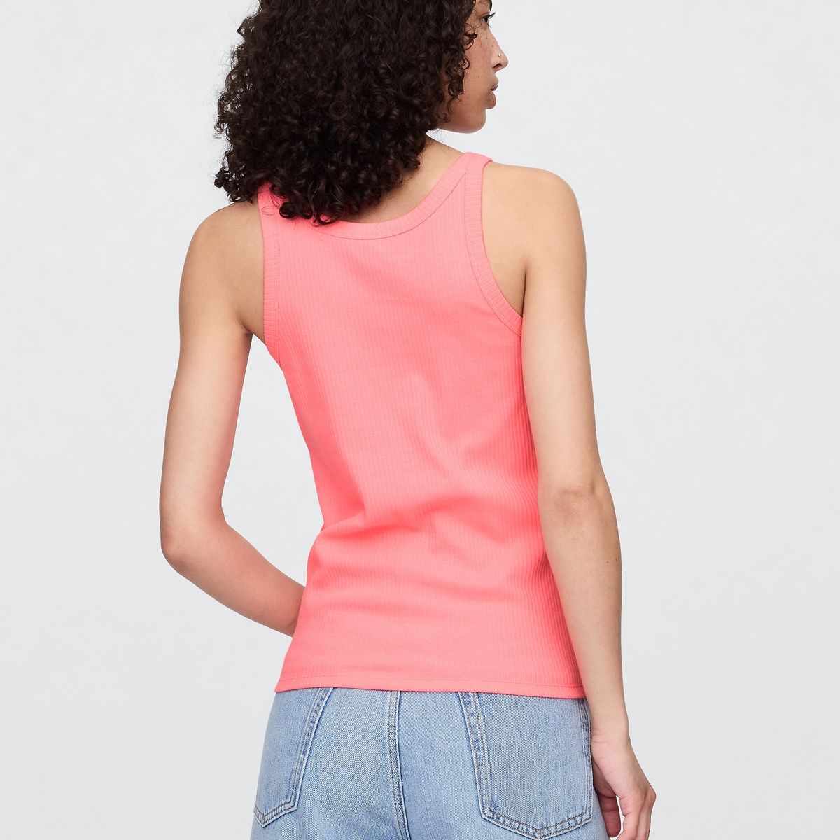 GAP - Polera Mujer Gap High Neck Rib 2 Sin Manga Rosado