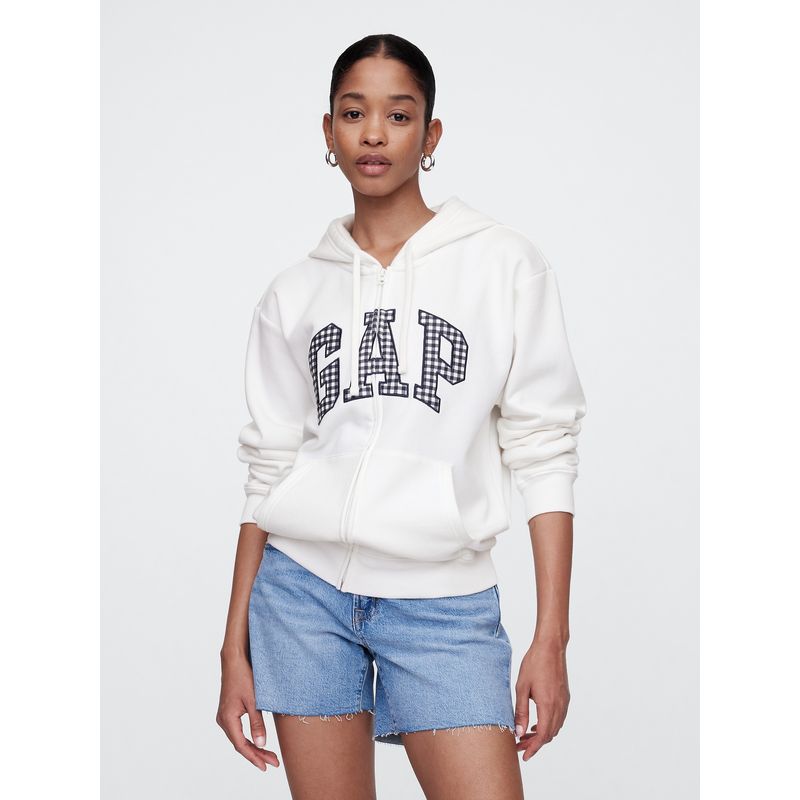 GAP - Polerón Mujer Logo Plaid Con Cierre Azul Gap