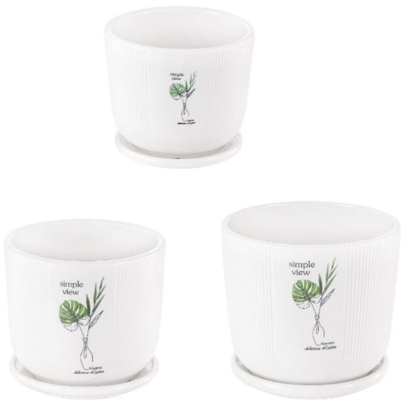 HOMEY - Pack De 3 Maceteros Con Plato,  Modelos Marca Homey