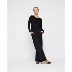 LUDOVICA - Polera Mujer Hibisco Negro