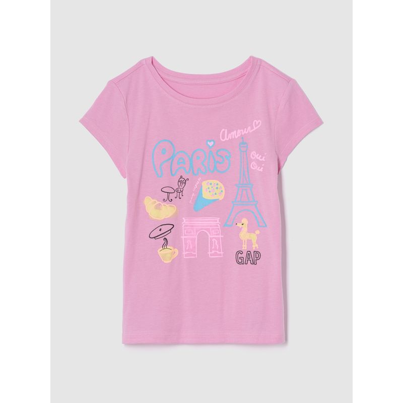 GAP - Polera Niña Paris V25 Manga Corta Rosado Gap