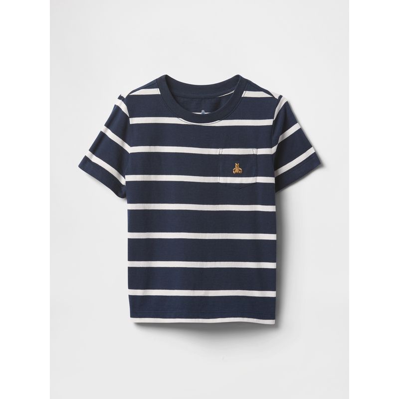 GAP - Polera Toddler Niño Striped Pocket Manga Corta Azul Gap