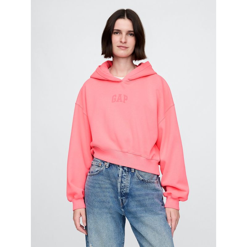 GAP - Polerón Mujer Logo Cropped Sin Cierre Rosado Gap