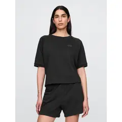 GAP - Polera Mujer Logo Terry Sin Manga Negro