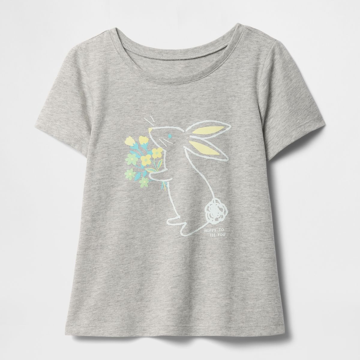 GAP - Polera Toddler Niña Logo Bunny Manga Corta Gris Gap