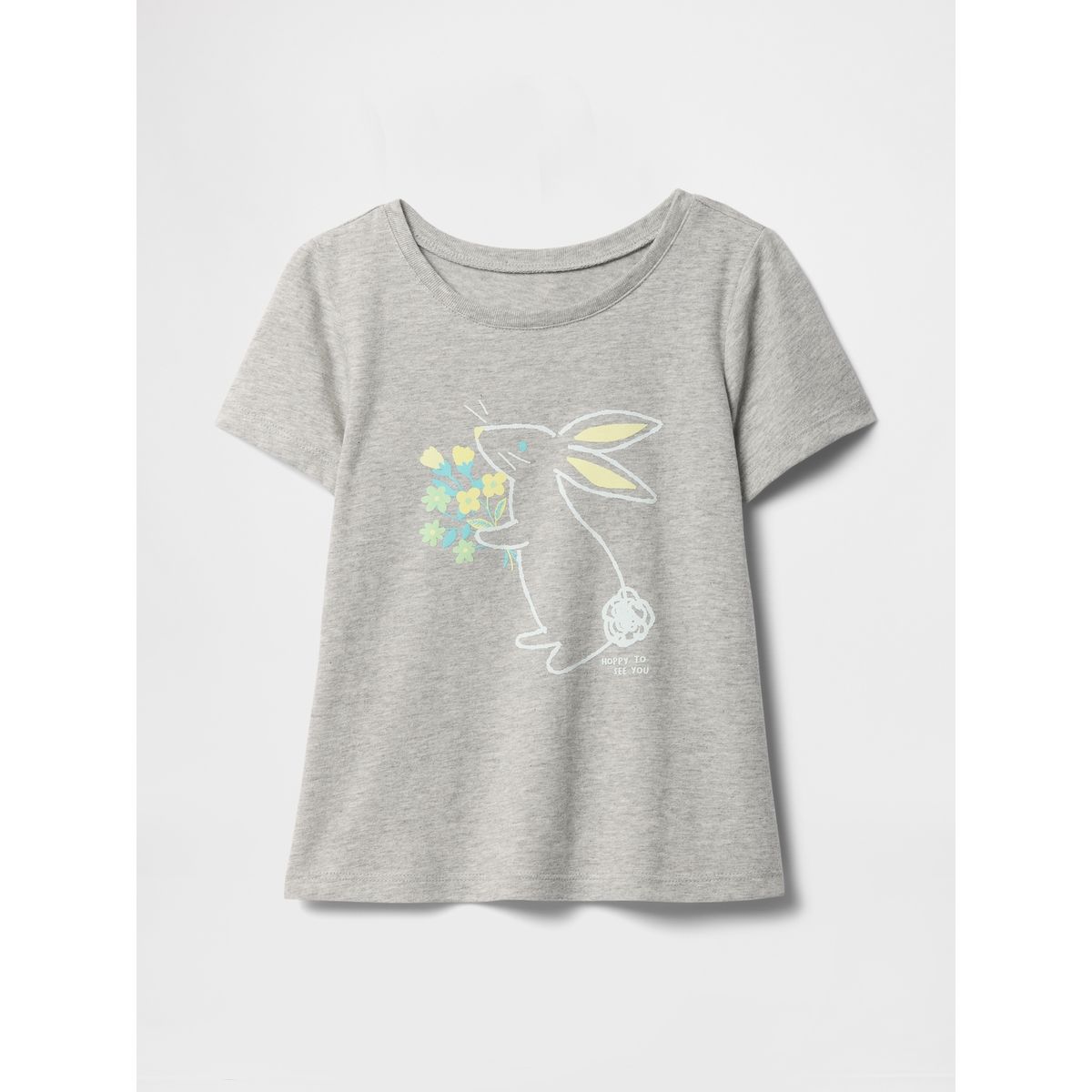 GAP - Polera Toddler Niña Logo Bunny Manga Corta Gris Gap