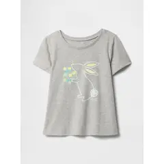 GAP - Polera Toddler Niña Logo Bunny Manga Corta Gris