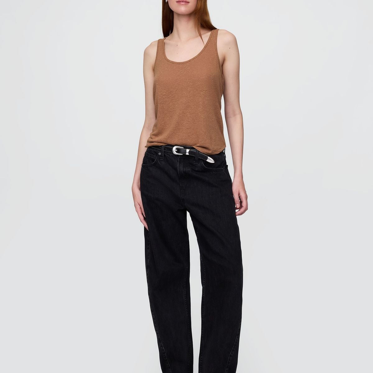 GAP - Polera Mujer Lino Racerback Sin Manga Café Gap