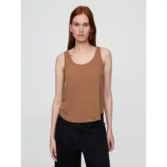 GAP - Polera Mujer Lino Racerback Sin Manga Café