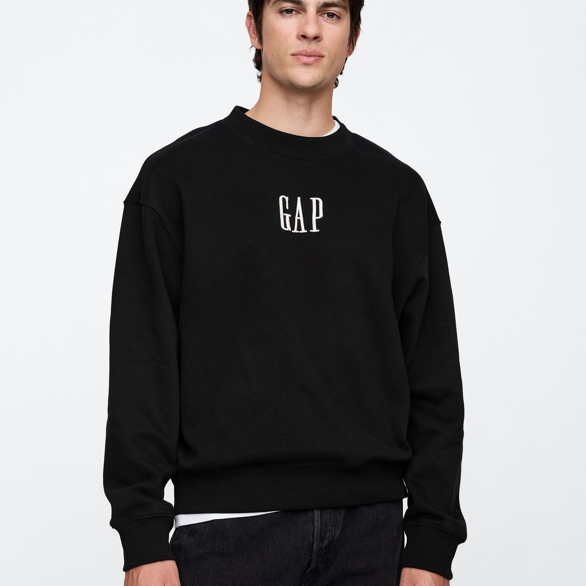 GAP - Polerón Hombre Logo Crew Sin Cierre Negro Gap