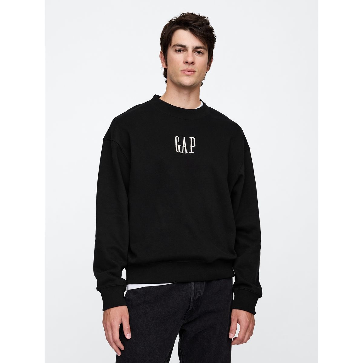 GAP - Polerón Hombre Logo Crew Sin Cierre Negro Gap