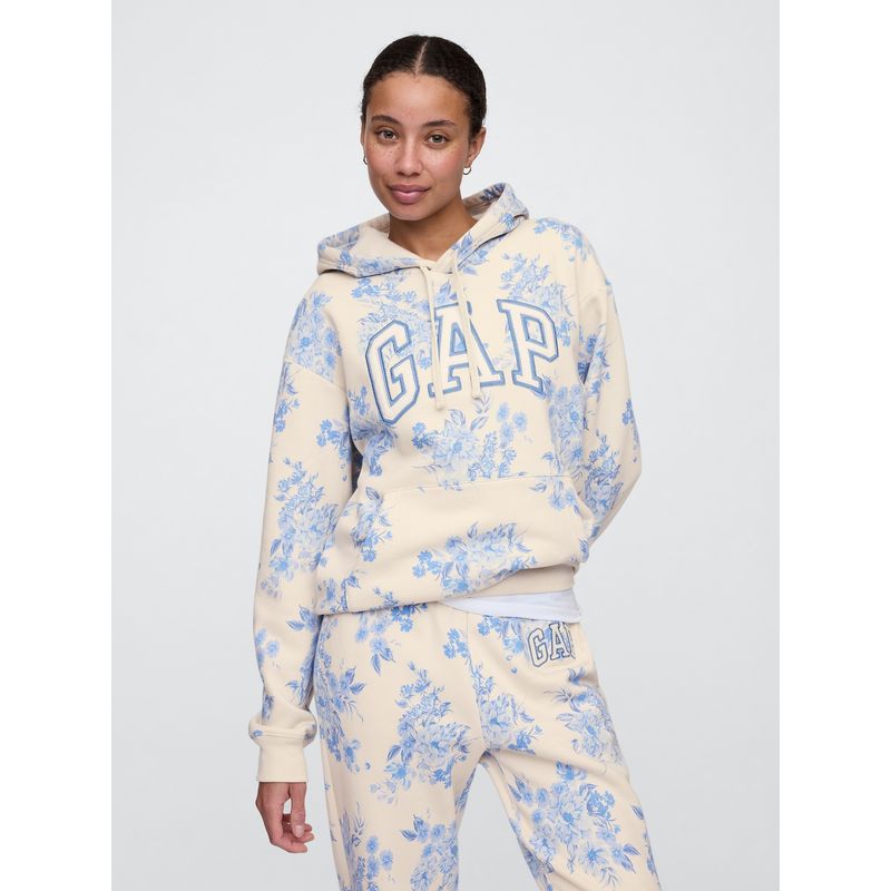 GAP - Polerón Mujer Logo Heritage Floral Sin Cierre Azul Gap