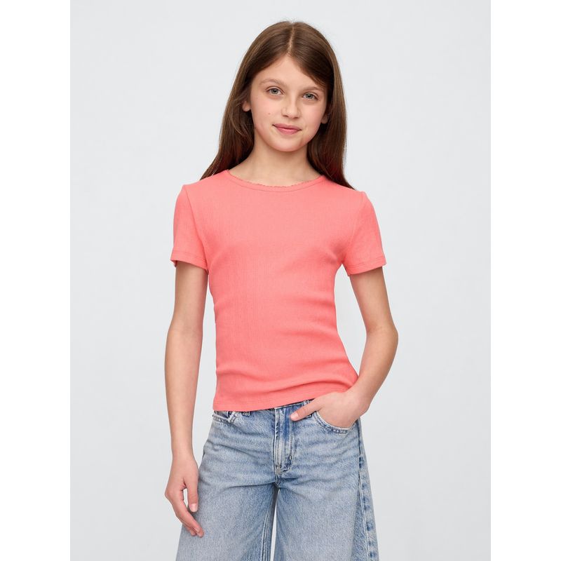 GAP - Polera Niña Pointelle Manga Corta Rosado Gap