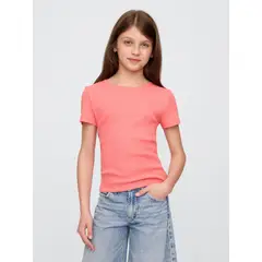 GAP - Polera Niña Pointelle Manga Corta Rosado