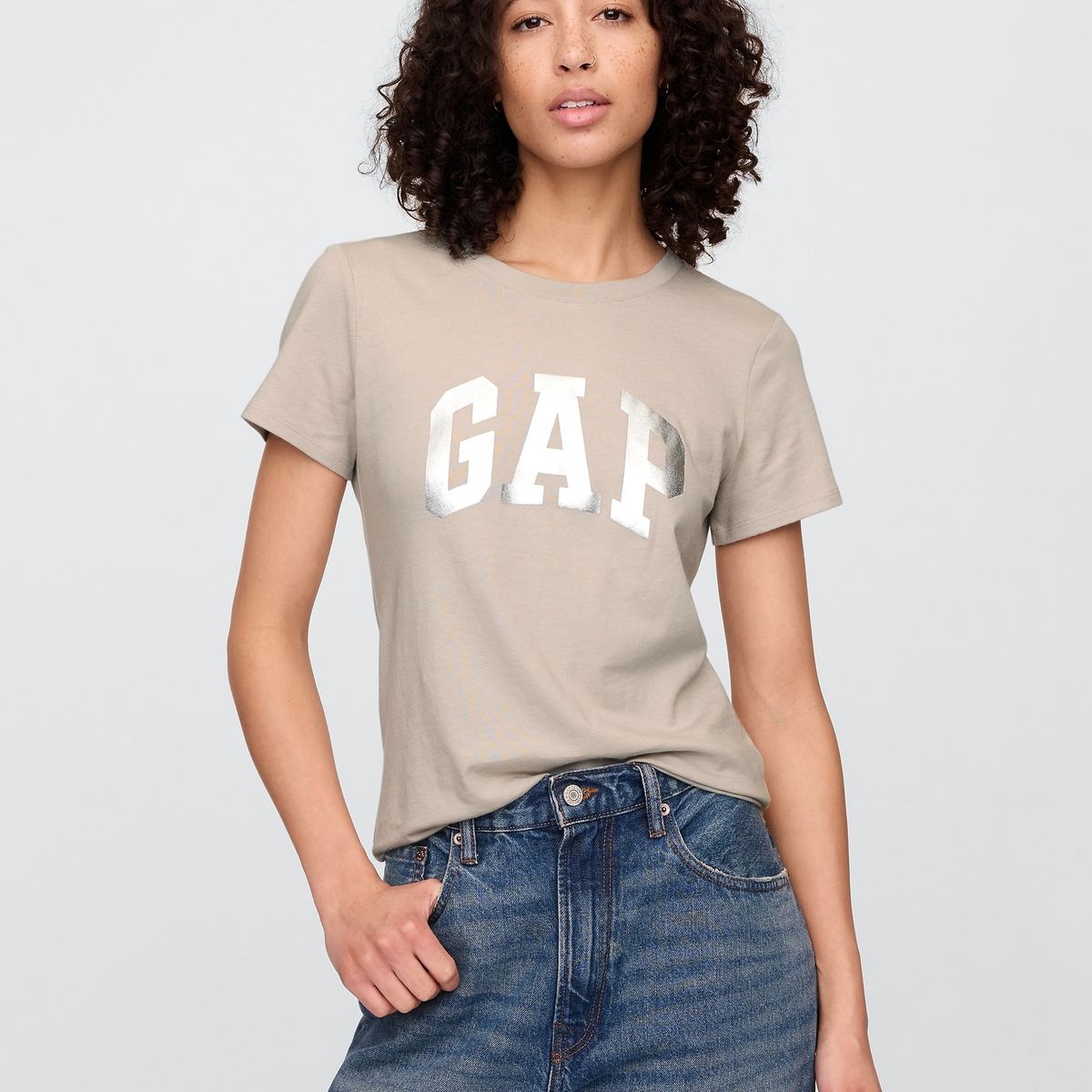 GAP - Polera Mujer Gap Classic Manga Corta Gris