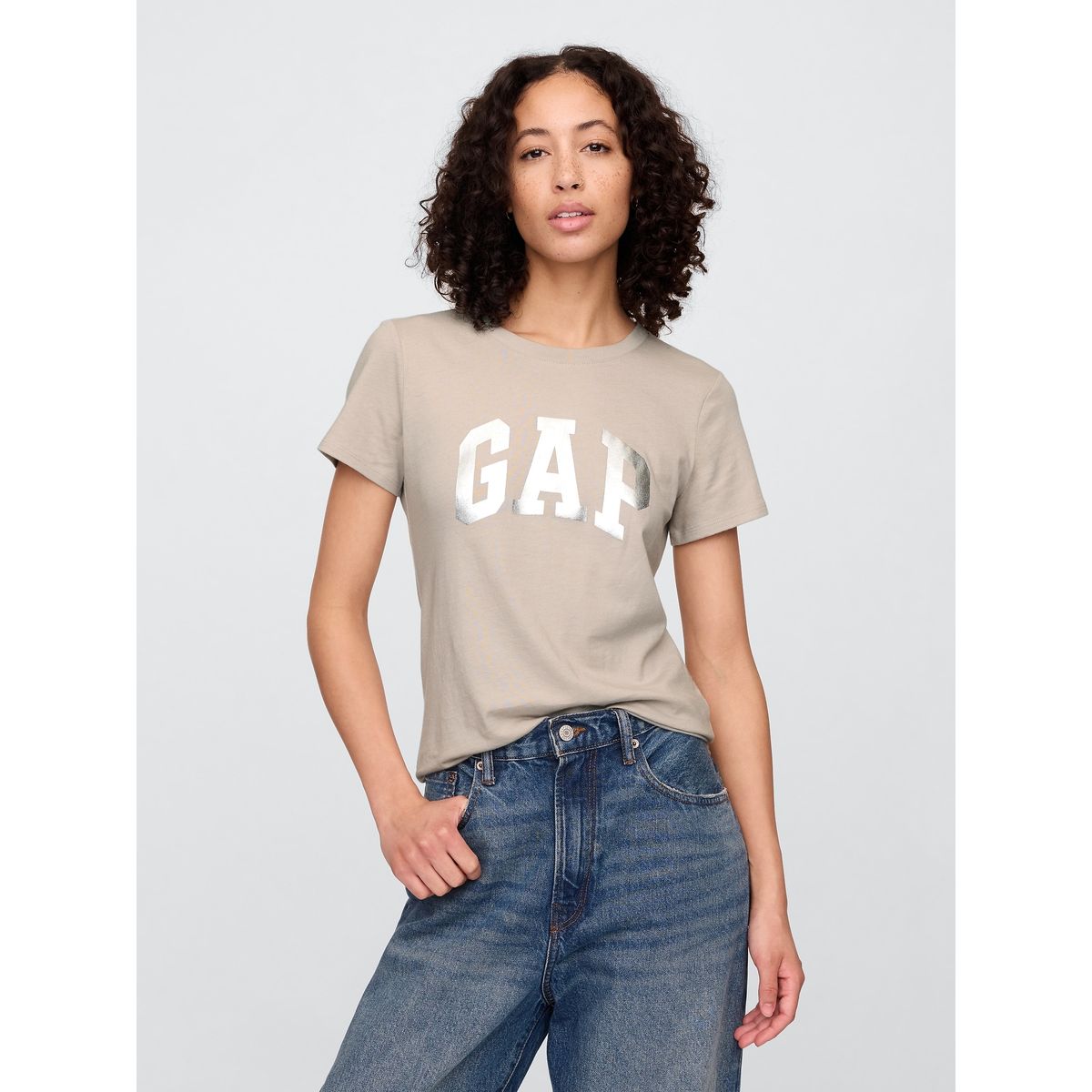 GAP - Polera Mujer Gap Classic Manga Corta Gris