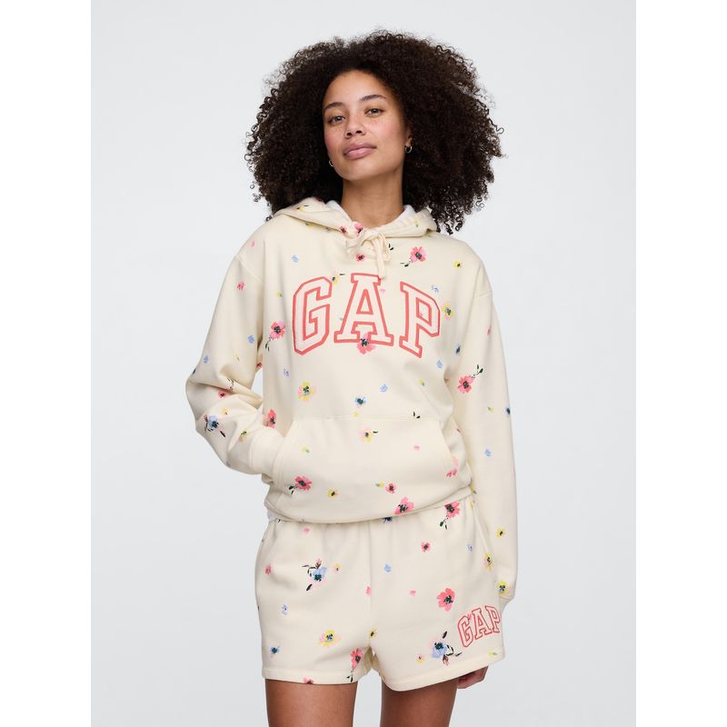 GAP - Polerón Mujer Logo Flowers Sin Cierre Blanco Gap