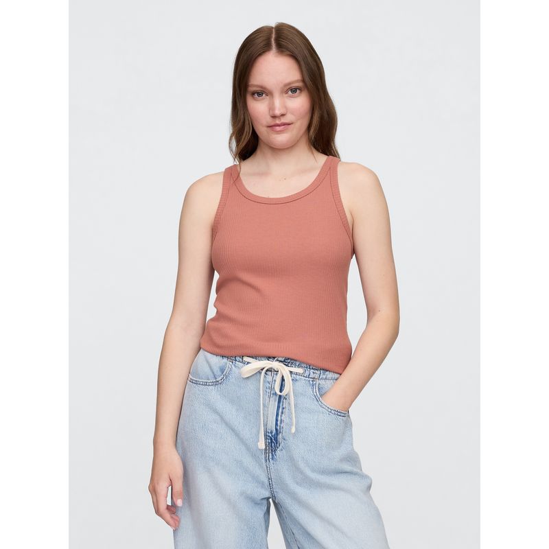 GAP - Polera Mujer High Neck Sin Manga Café Gap