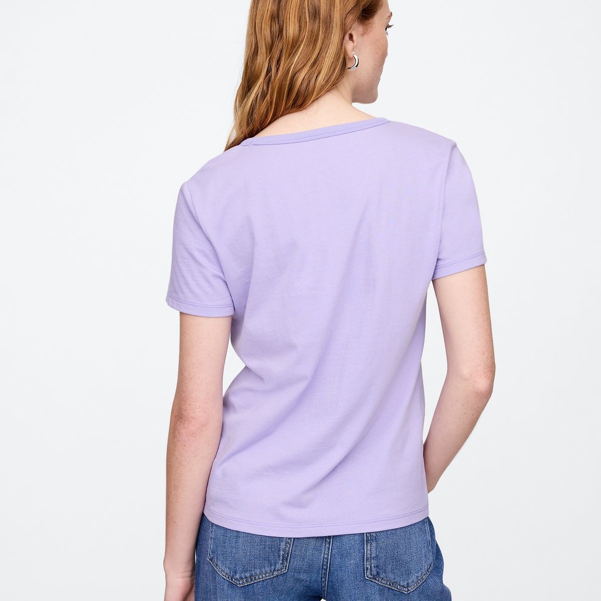 GAP - Polera Mujer Cuello V V25 Manga Corta Morado Gap