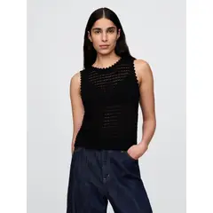 GAP - Polera Mujer Crochet Sin Manga Negro