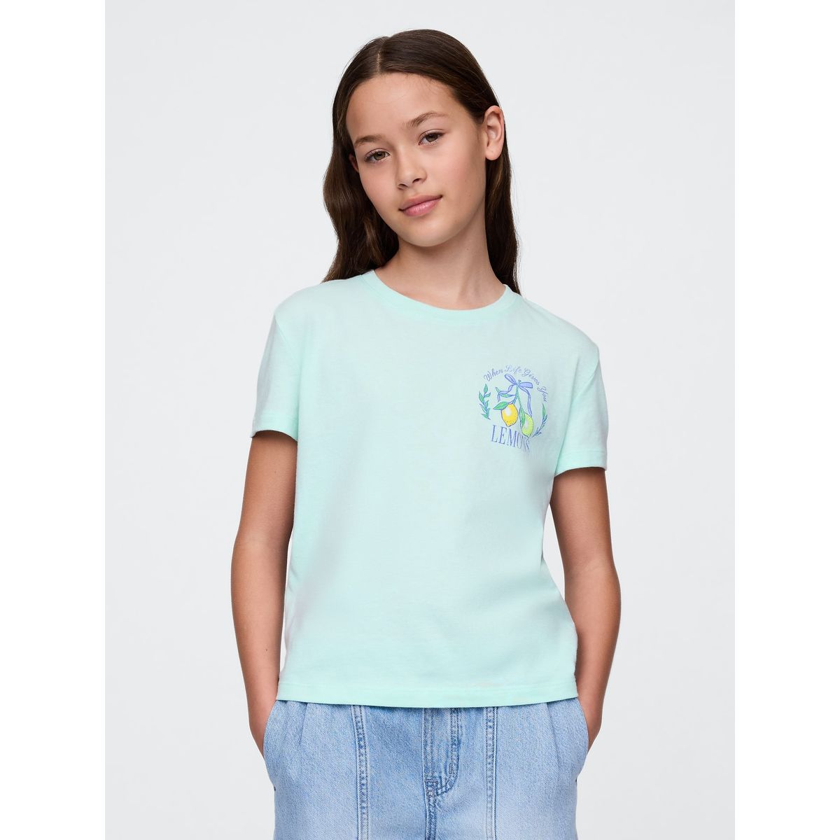 GAP - Polera Niña Lemonade Manga Corta Azul Gap
