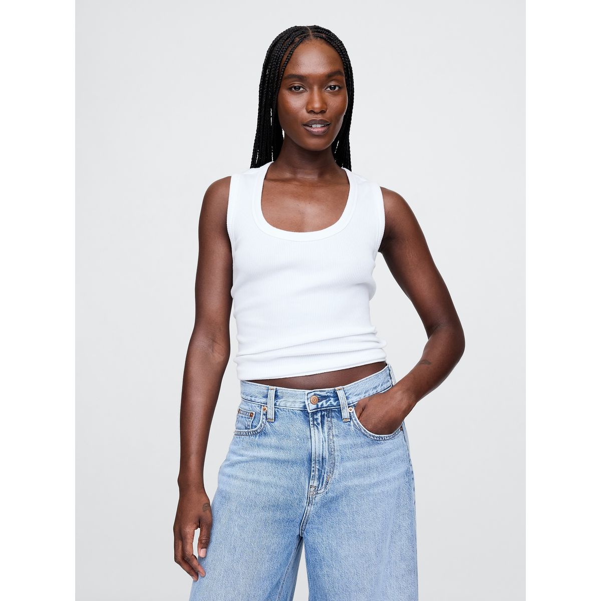 GAP - Polera Mujer Scoop Sin Manga Blanco Gap