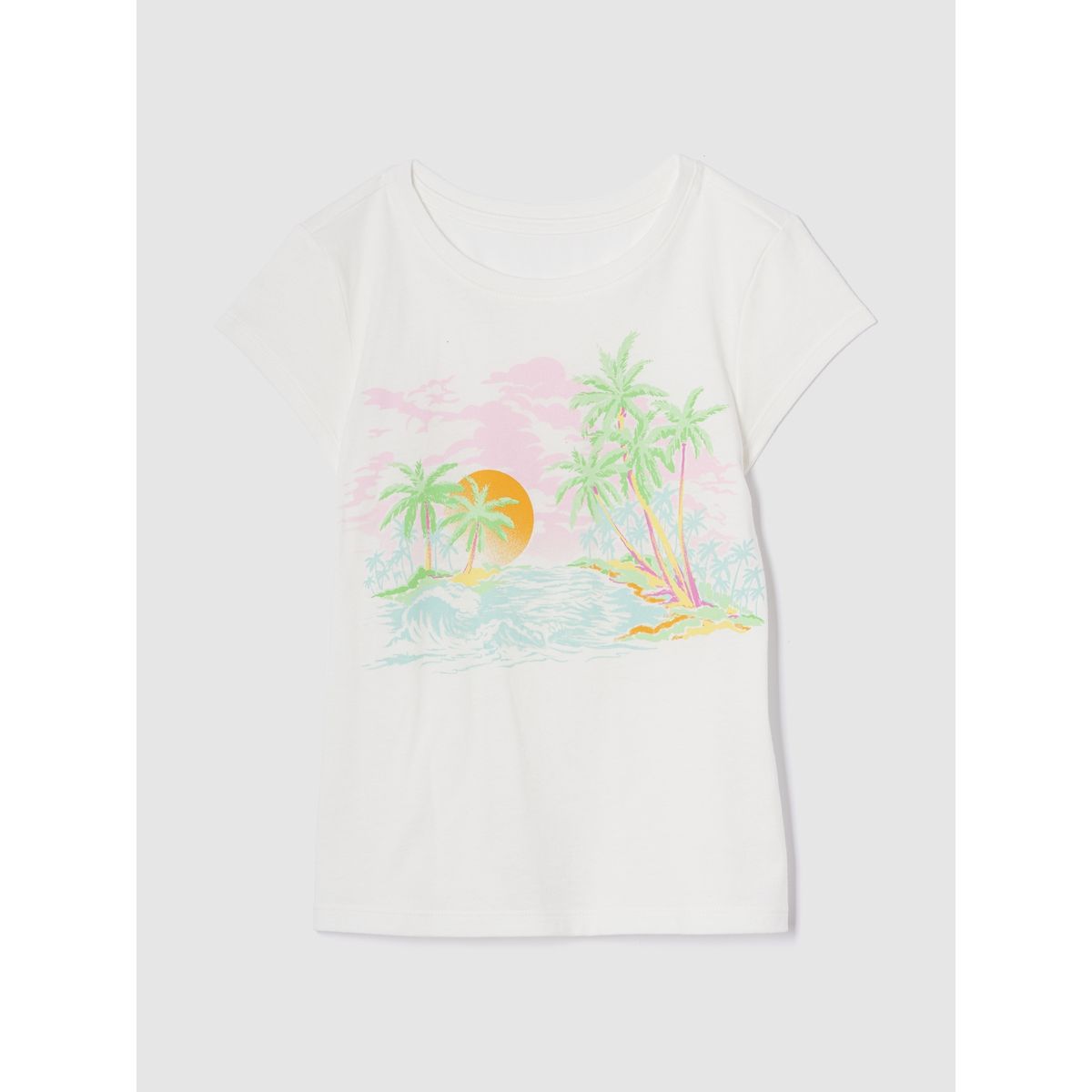 GAP - Polera Niña Beach Island Manga Corta Blanco Gap
